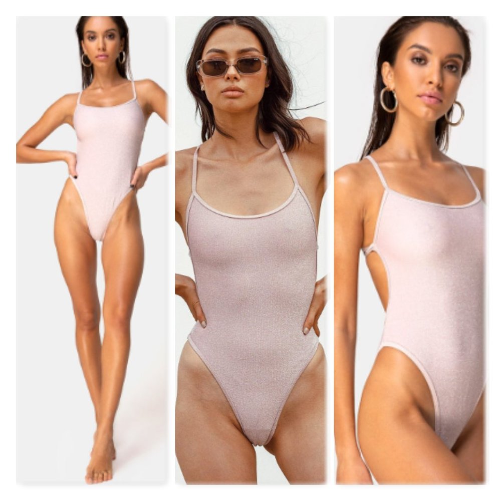 Motel Nicole Glitter Pink Swimsuit